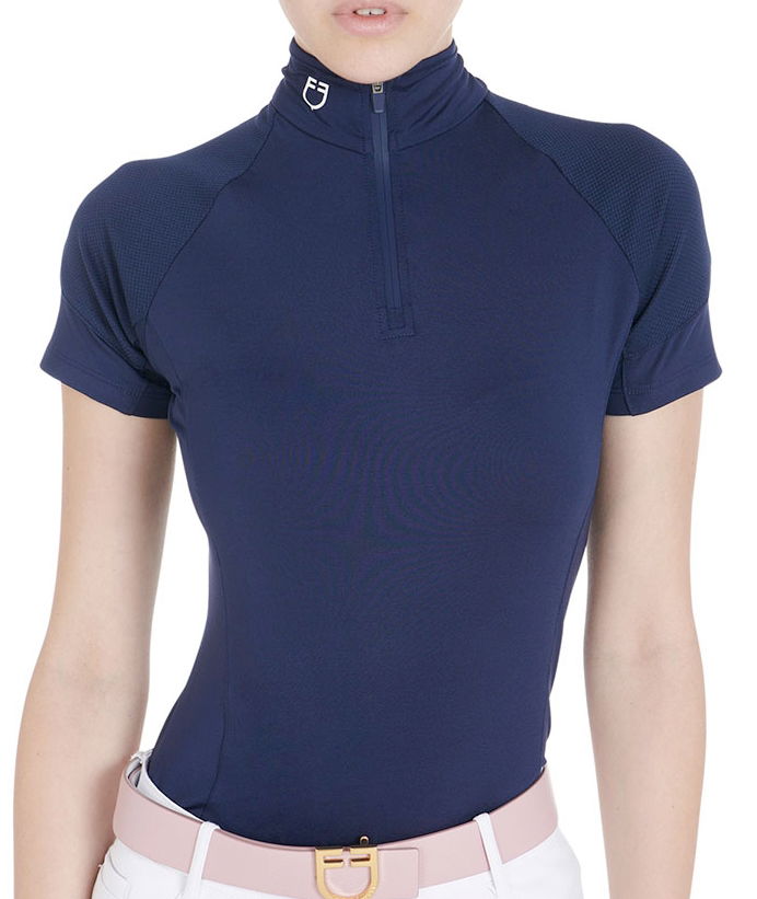 Maglietta base per donna layer slim fit a mezza manica con chiusura frontale a zip - foto 14