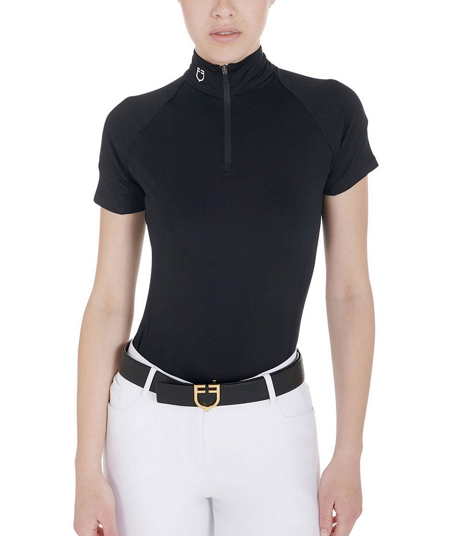 Maglietta base per donna layer slim fit a mezza manica con chiusura frontale a zip - foto 30