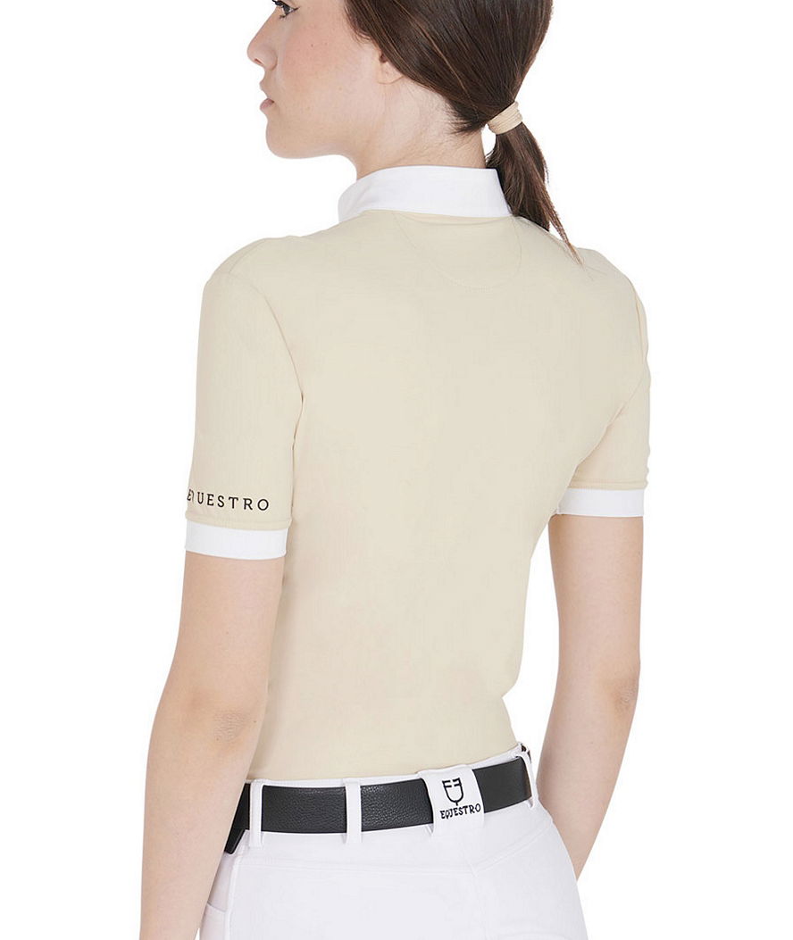 Polo equitazione donna slim fit in cotone plissettato con chiusura frontale a zip - foto 10