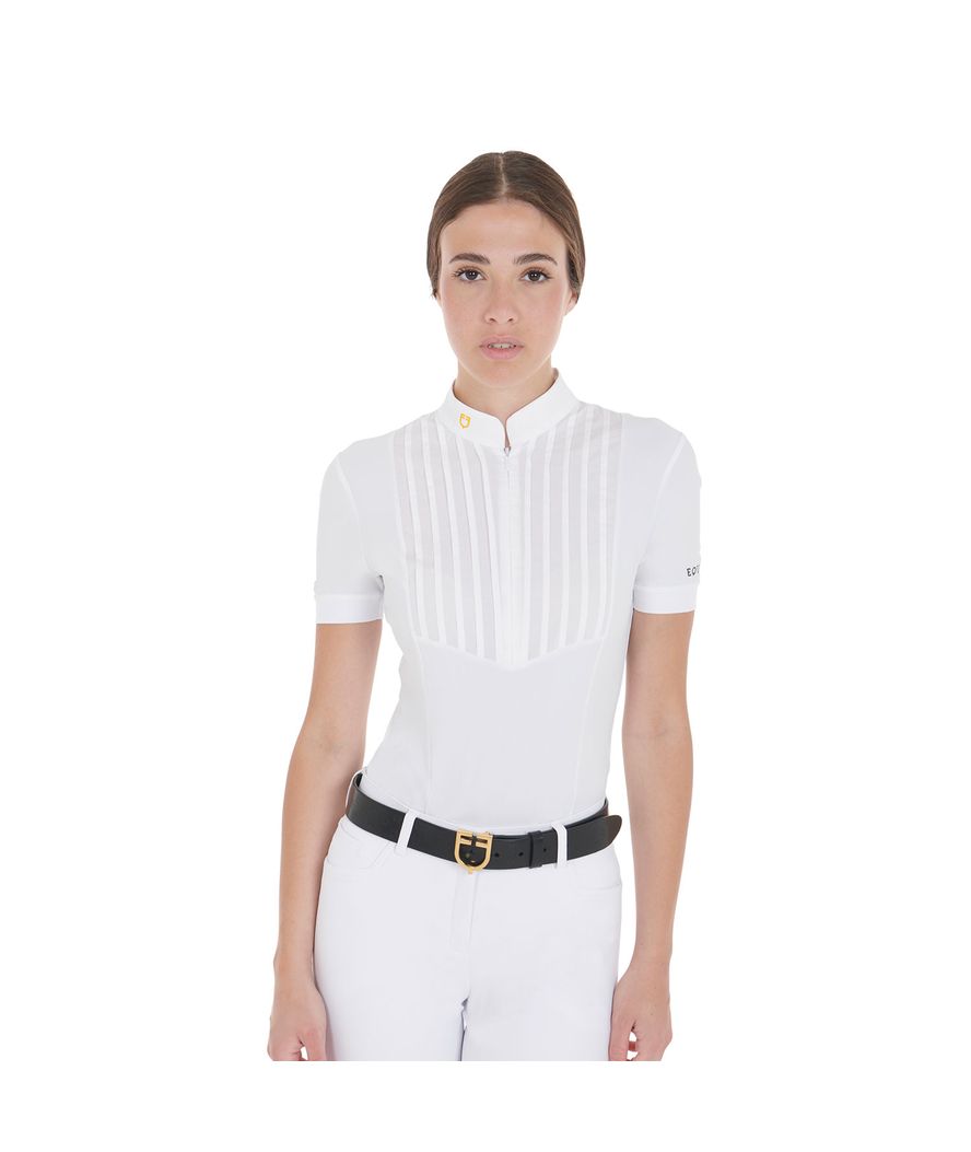 Polo equitazione donna slim fit in cotone plissettato con chiusura frontale a zip - foto 15