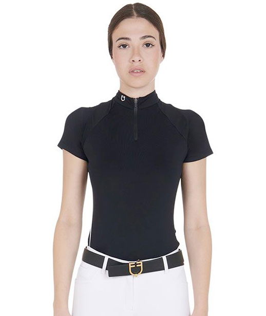 Polo da equitazione per donna slim fit in tessuto tecnico con zip frontale - foto 18