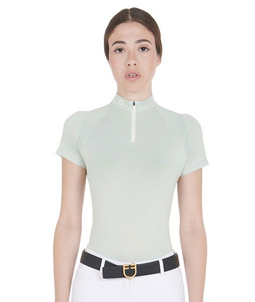 Polo da equitazione per donna slim fit in tessuto tecnico con zip frontale - foto 27