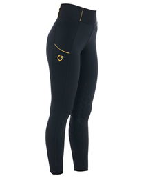 PROMOZIONE Leggings da donna per equitazione slim fit estivo a vita alta con full grip BLU/ GIALLO M/40