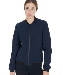 Giacca bomber sportiva da donna in tessuto tecnico e chiusura frontale con zip