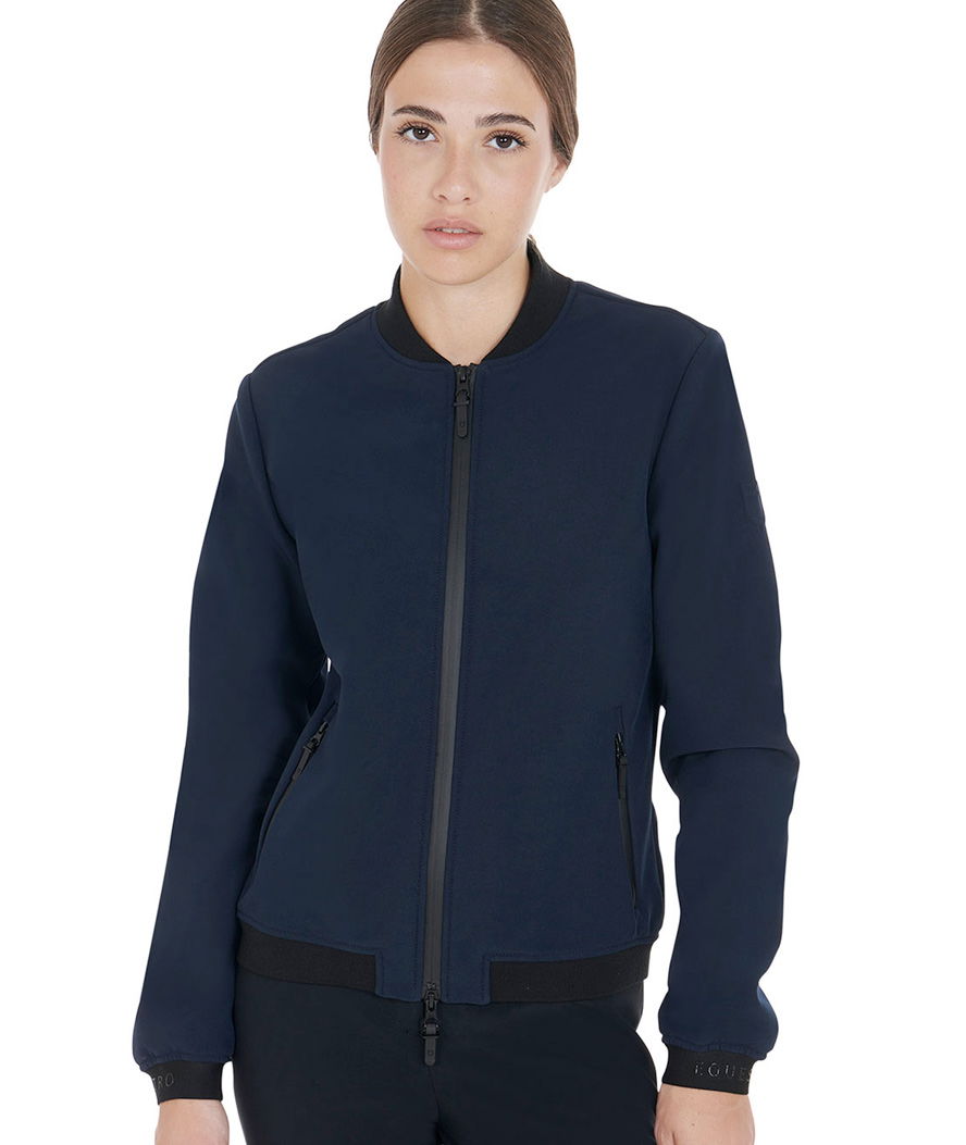 Giacca bomber sportiva da donna in tessuto tecnico e chiusura frontale con zip