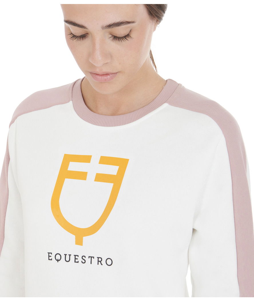 Felpa girocollo donna da equitazione bicolore con logo Equestro - foto 2