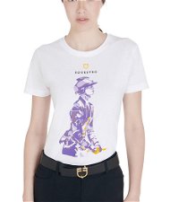 T-shirt equitazione slim fit con stampa cavaliere per donna