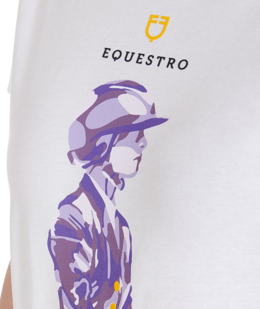 T-shirt da equitazione per donna in cotone slim fit con stampa cavaliere - foto 1