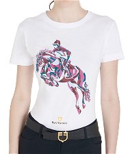 T-shirt equitazione slim fit con stampa salto per donna