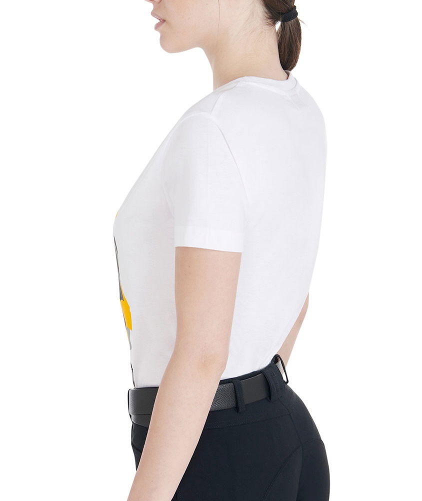 T-shirt da equitazione per donna in cotone slim fit con stampa testa di cavallo - foto 1