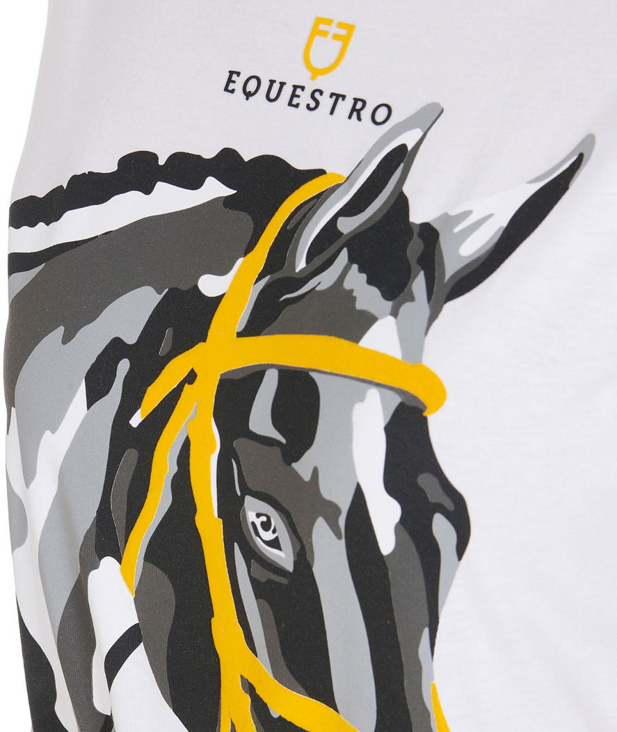 T-shirt da equitazione per donna in cotone slim fit con stampa testa di cavallo - foto 2