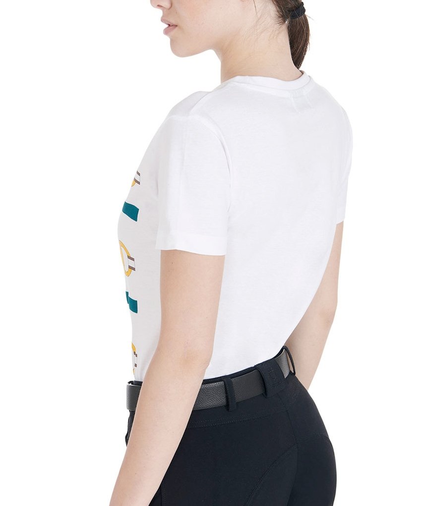 T-shirt da equitazione per donna in cotone slim fit con stampa filetti - foto 1