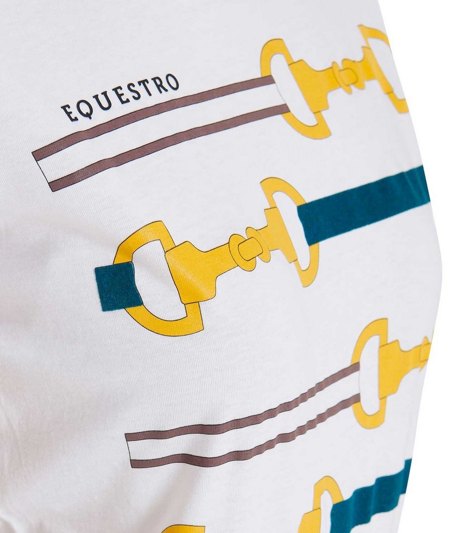 T-shirt da equitazione per donna in cotone slim fit con stampa filetti - foto 2