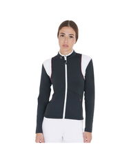 Felpa equitazione con zip in tessuto tecnico con inserti traforati