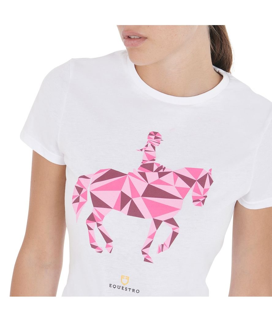 T-shirt da equitazione per donna in cotone slim fit con disegno dressage colorato - foto 3