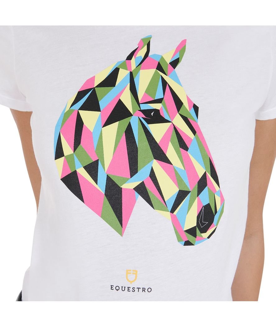 T-shirt da equitazione per donna in cotone slim fit con testa di cavallo multicolor - foto 2