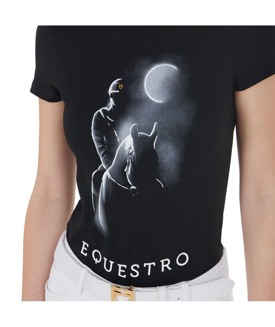 T-shirt da equitazione per donna in cotone slim fit con stampa raggio di luna - foto 3