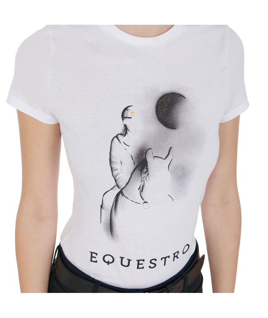 T-shirt da equitazione per donna in cotone slim fit con stampa raggio di luna - foto 4