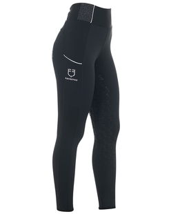 Leggings da donna per equitazione in tessuto tecnico full grip a vita alta