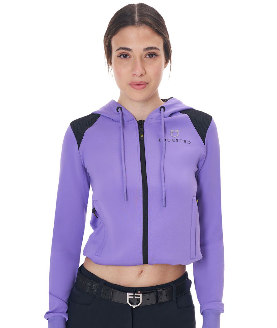 Felpa donna cropped full zip in morbido cotone traspirante