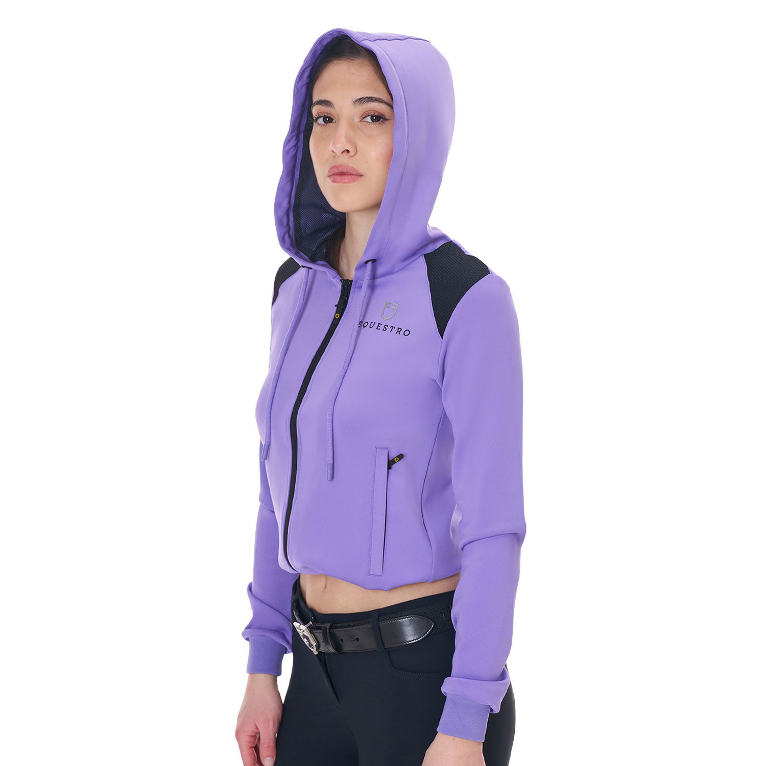 Felpa donna cropped full zip in morbido cotone traspirante - foto 10