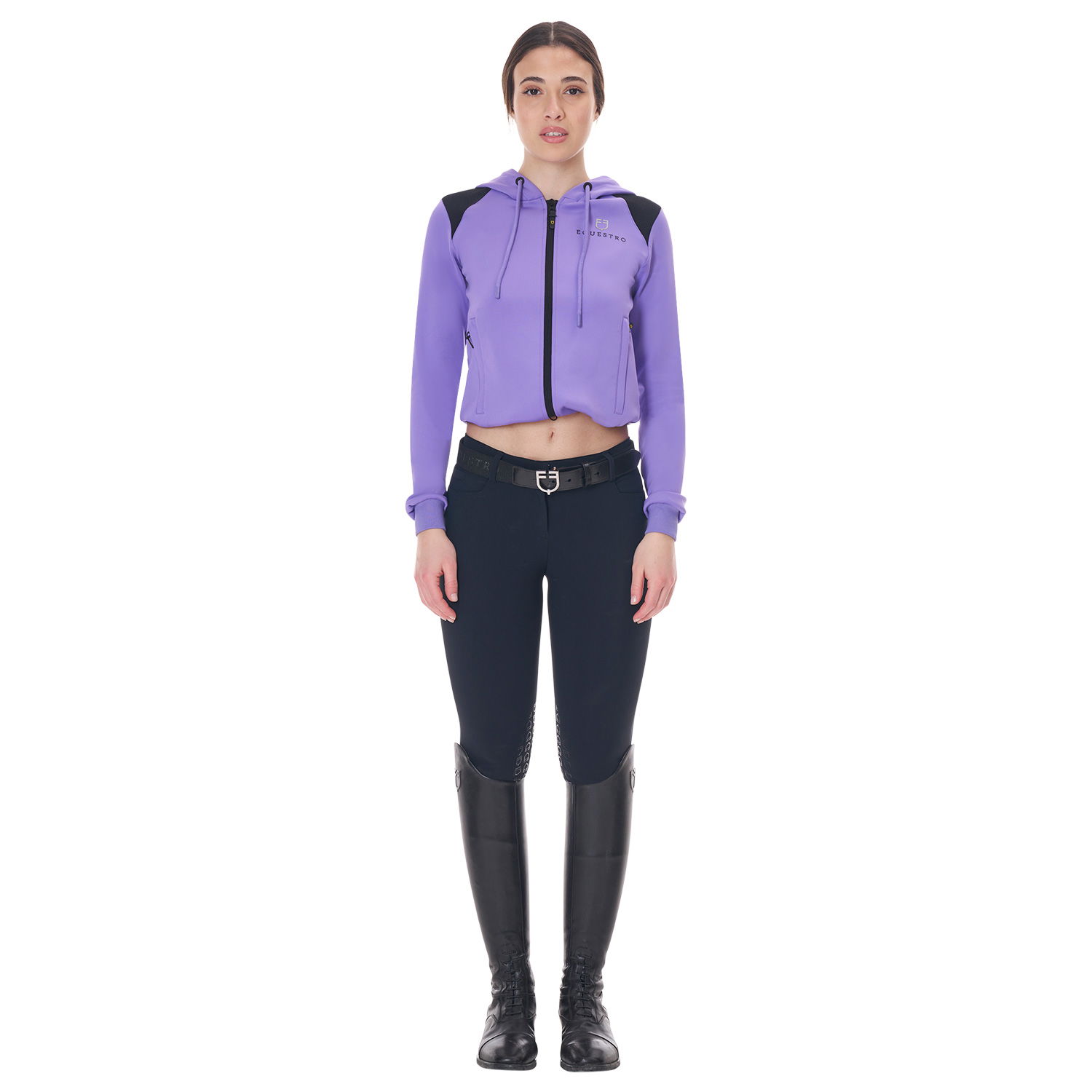 Felpa donna cropped full zip in morbido cotone traspirante - foto 11