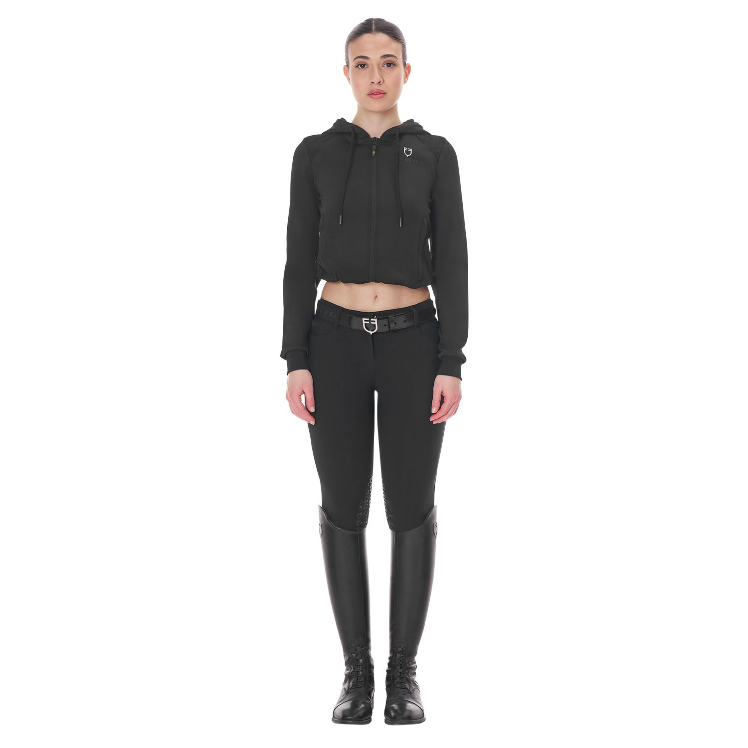 Felpa donna cropped full zip in morbido cotone traspirante - foto 3