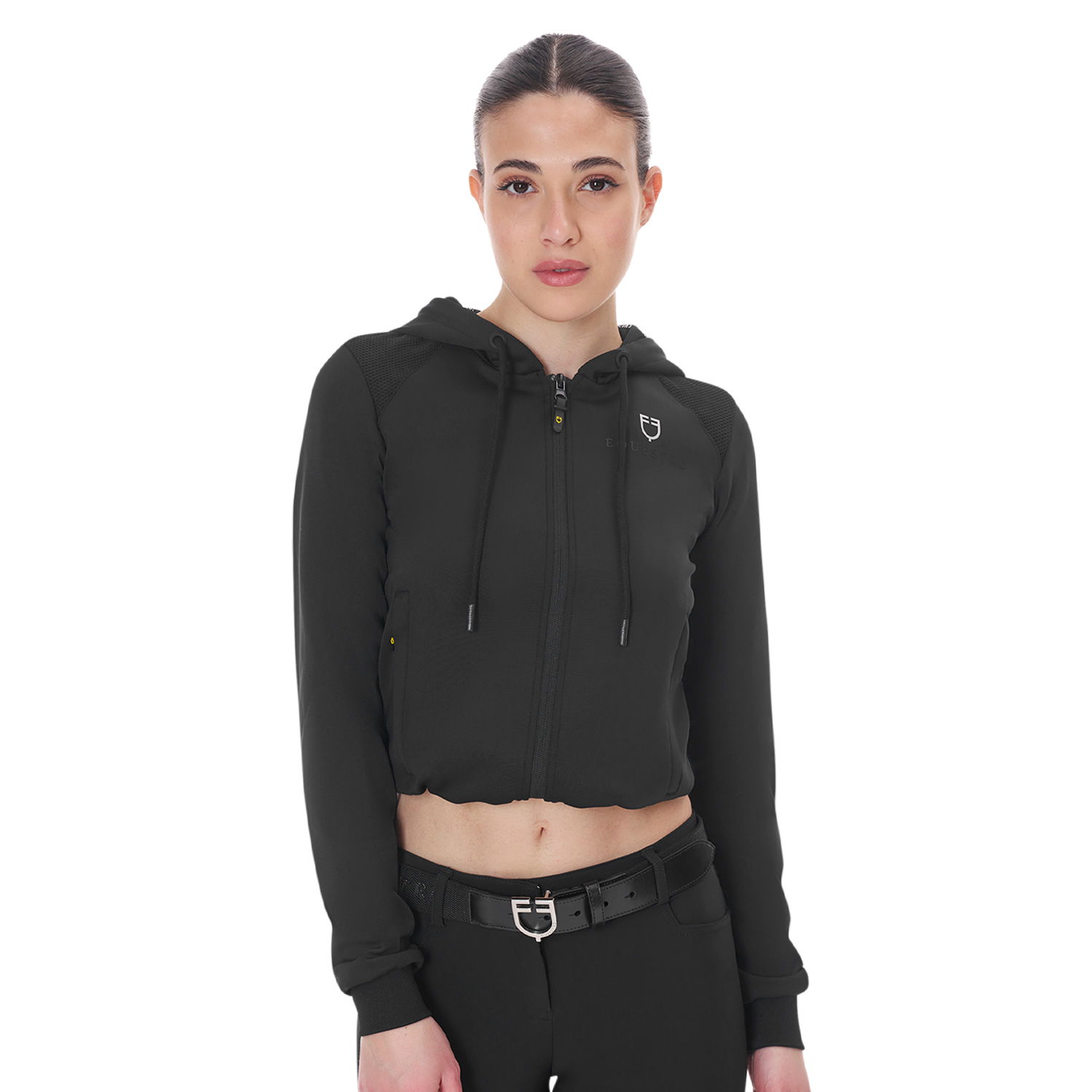 Felpa donna cropped full zip in morbido cotone traspirante - foto 5