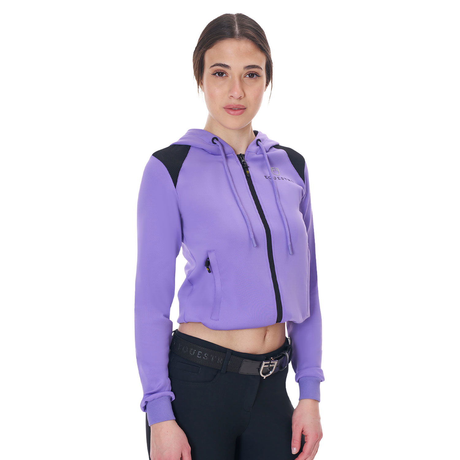 Felpa donna cropped full zip in morbido cotone traspirante - foto 8