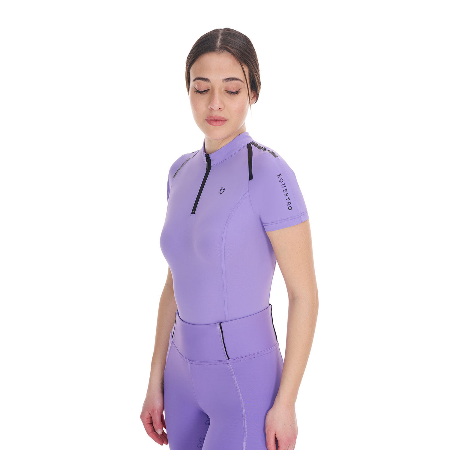 Polo allenamento donna slim fit a body in tessuto tecnico con zip  - foto 5