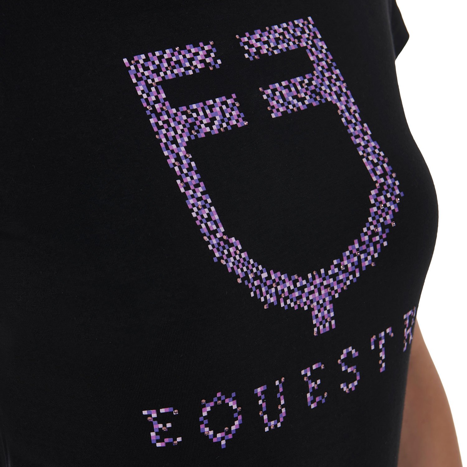 T-Shirt donna slim fit in cotone con stampa effetto diamanti fucsia - foto 3
