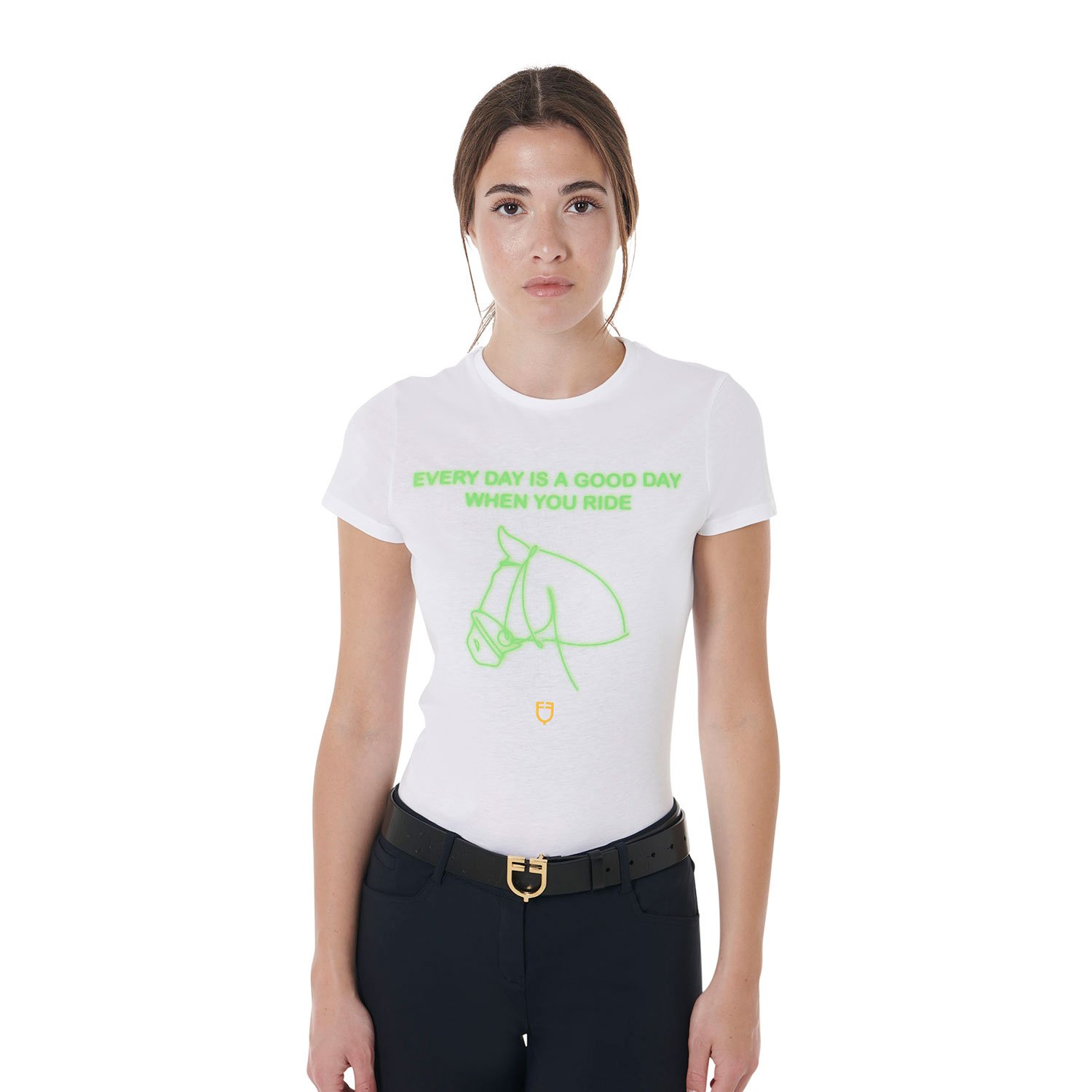 T-Shirt donna slim fit in cotone con stampa fluorescente - foto 1