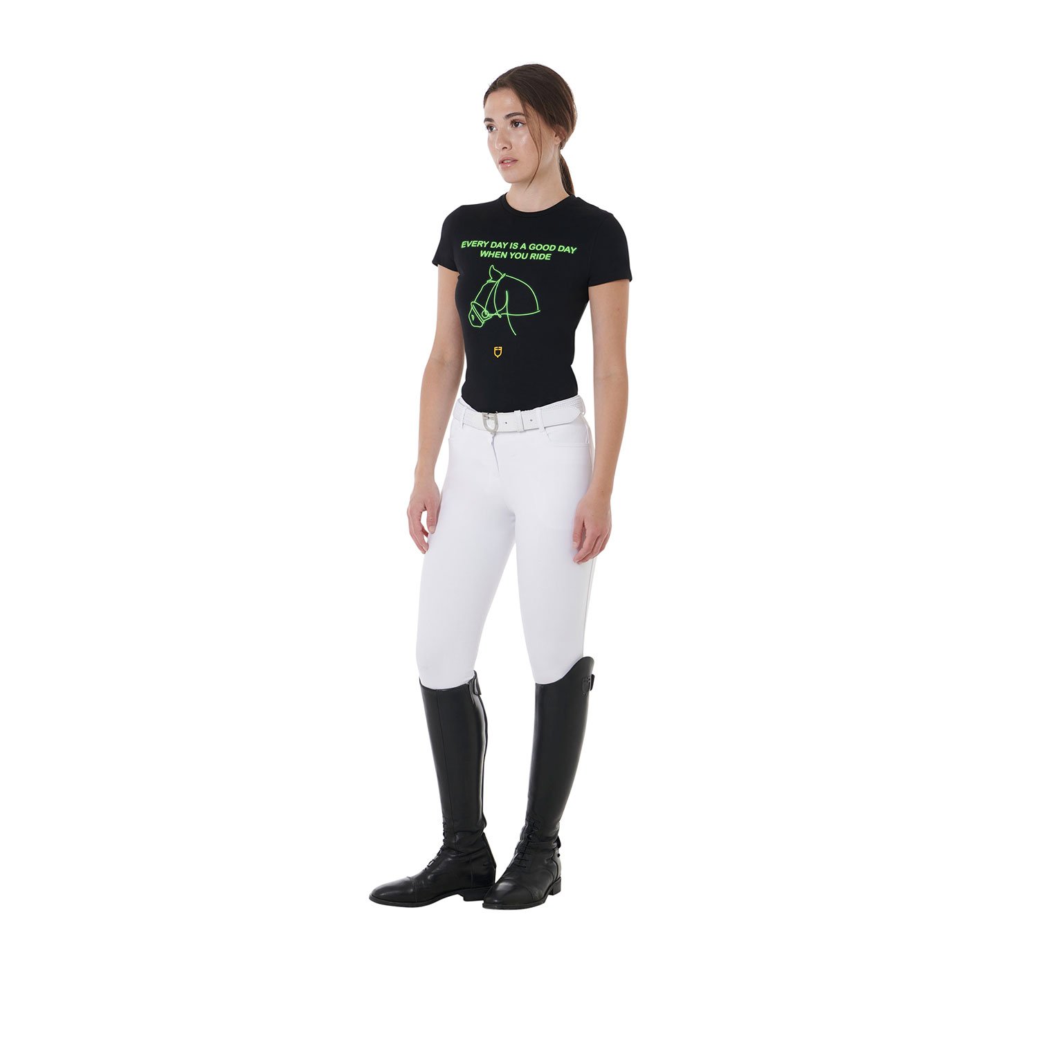 T-Shirt donna slim fit in cotone con stampa fluorescente - foto 4