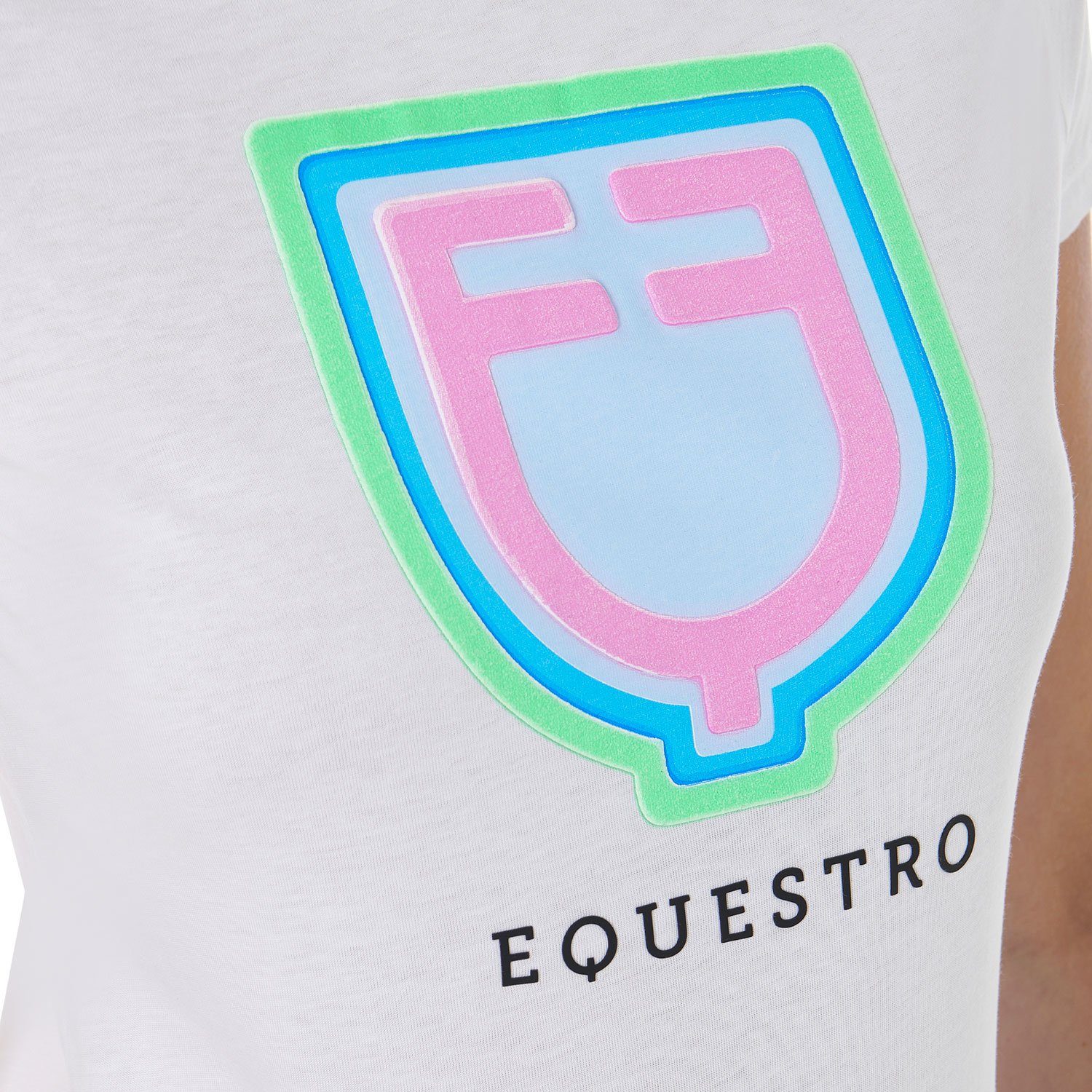 T-Shirt donna slim fit in cotone con stampa logo Equestro psichedelico - foto 7