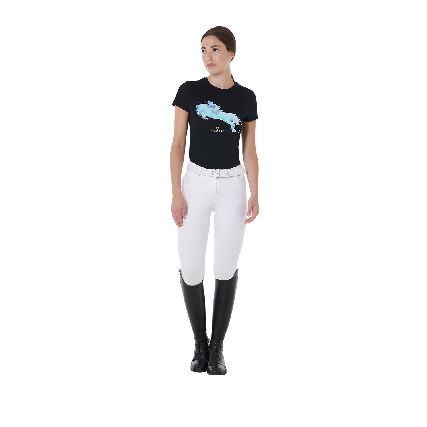 T-shirt per donna in morbido cotone slim fit con stampa Jump colorata - foto 5