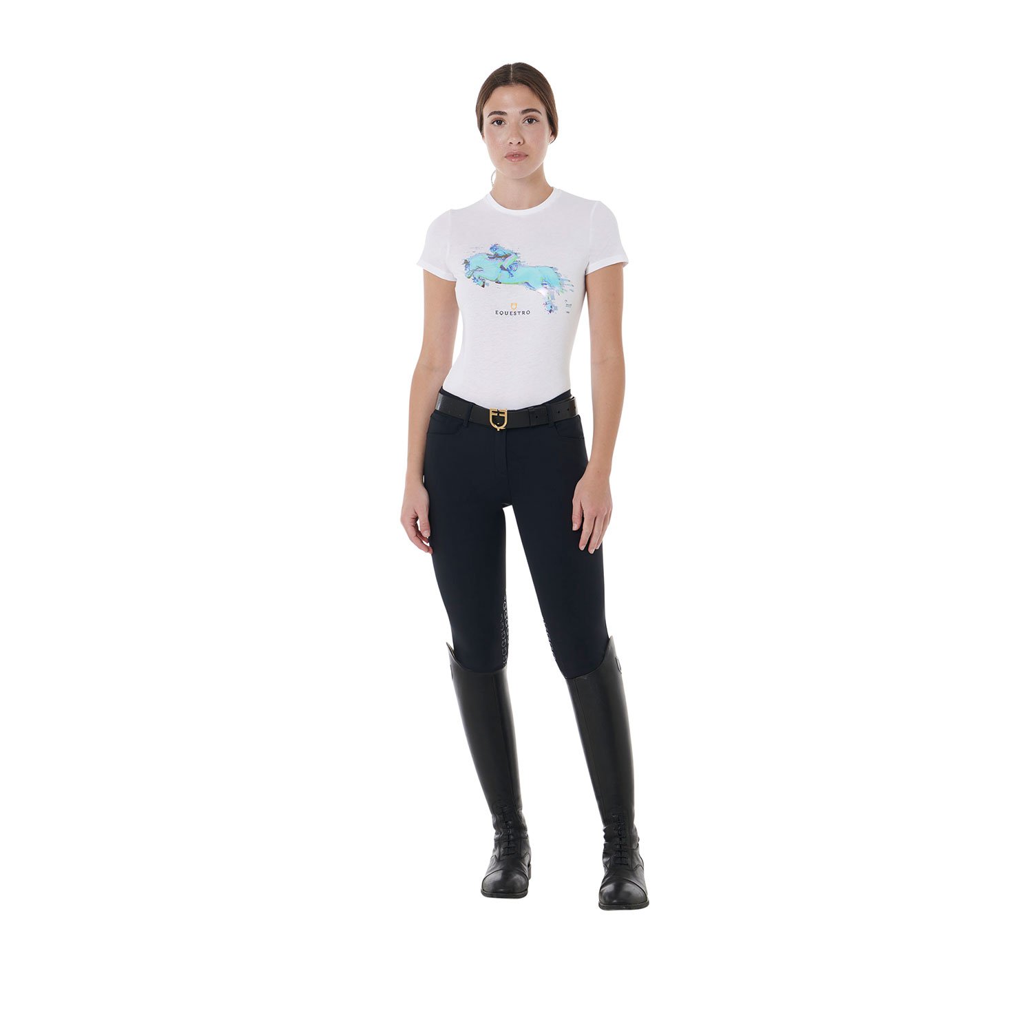 T-shirt per donna in morbido cotone slim fit con stampa Jump colorata - foto 8