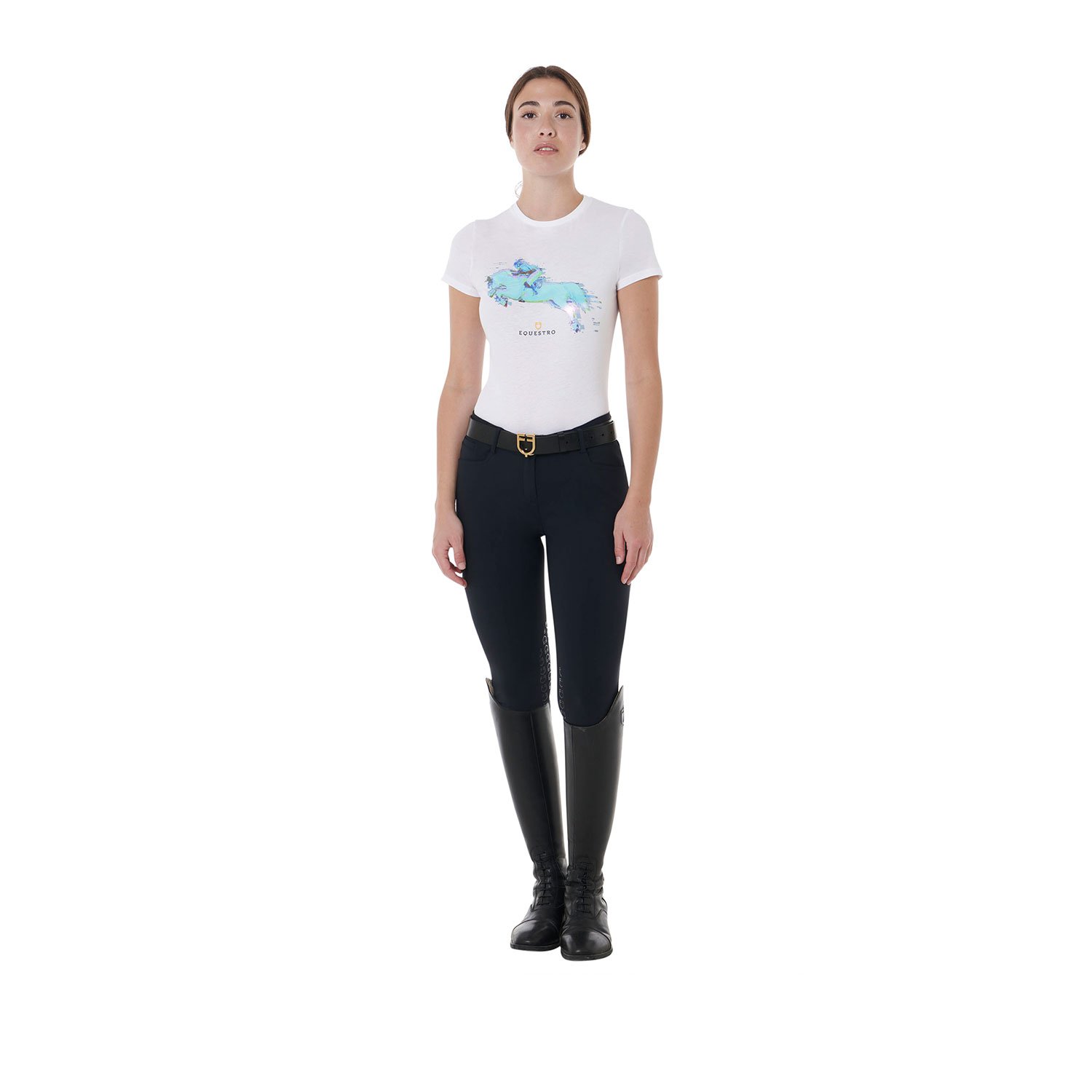 T-shirt per donna in morbido cotone slim fit con stampa Jump colorata - foto 9