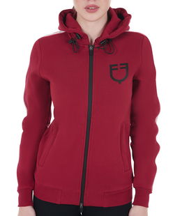 Felpa equitazione donna con cappuccio in cotone felpato con tasche