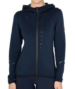 Felpa tecnica invernale da donna in jersey con zip frontale e cappuccio elastico
