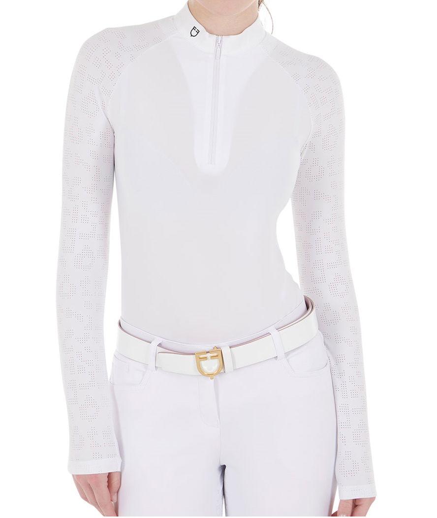 Polo invernale donna slim fit da concorso a manica lunga in tessuto 
tecnico
                                    