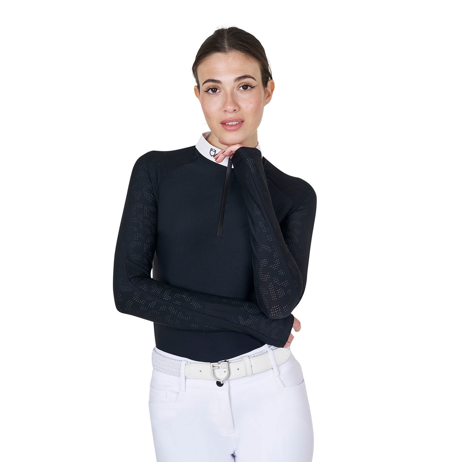 Polo invernale donna slim fit da concorso a manica lunga in tessuto 
tecnico
                                     - foto 5