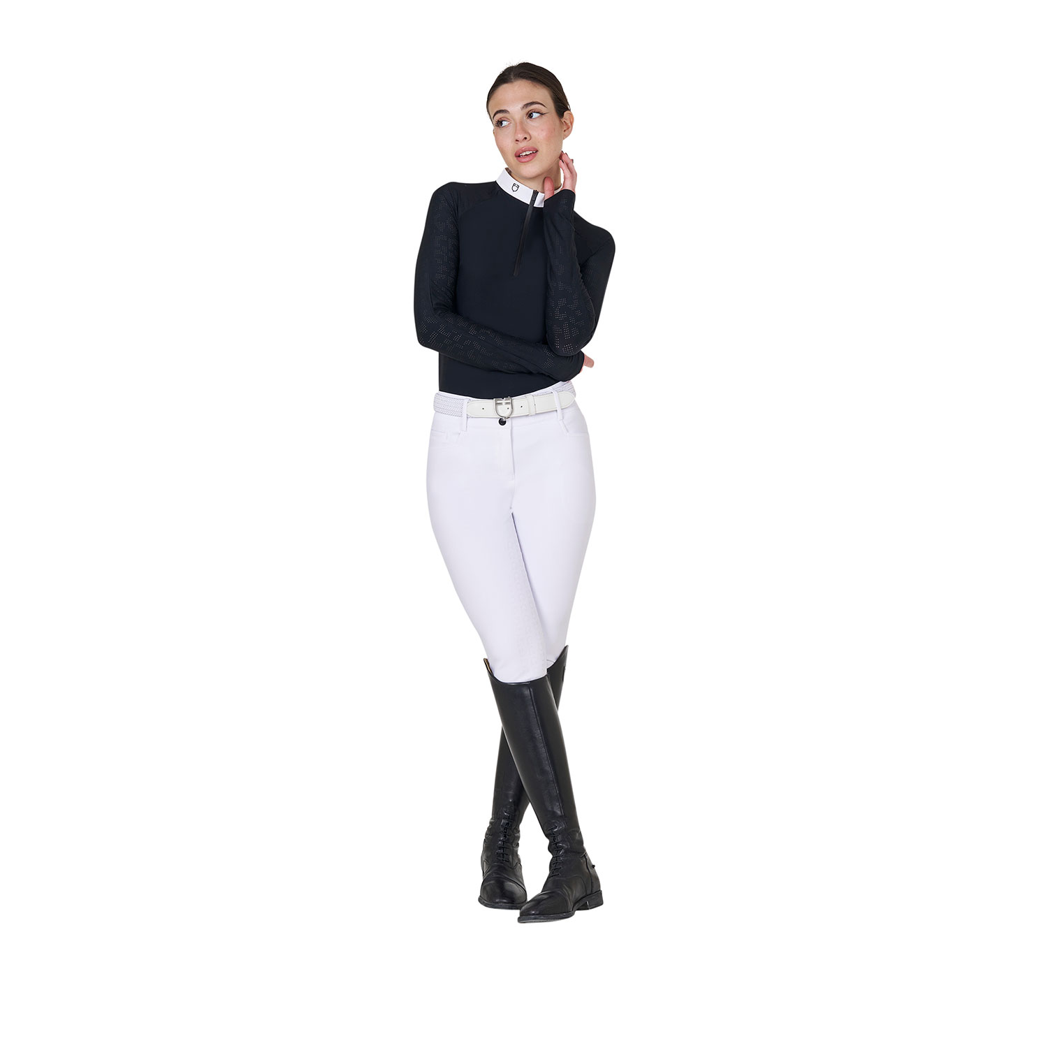 Polo invernale donna slim fit da concorso a manica lunga in tessuto 
tecnico
                                     - foto 9