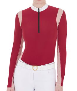 Polo da concorso donna slim fit da concorso in tessuto tecnico e mesh