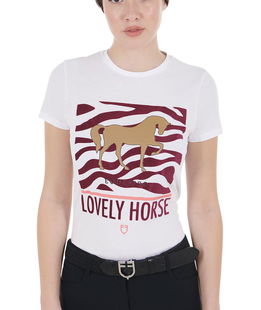T-shirt donna slim fit in cotone a manica corta con stampa in rilievo