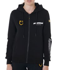 Felpa con cappuccio da donna in cotone garzato linea scuderia