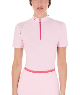 Polo training da donna slim fit con inserti traforati e dettagli a contrasto