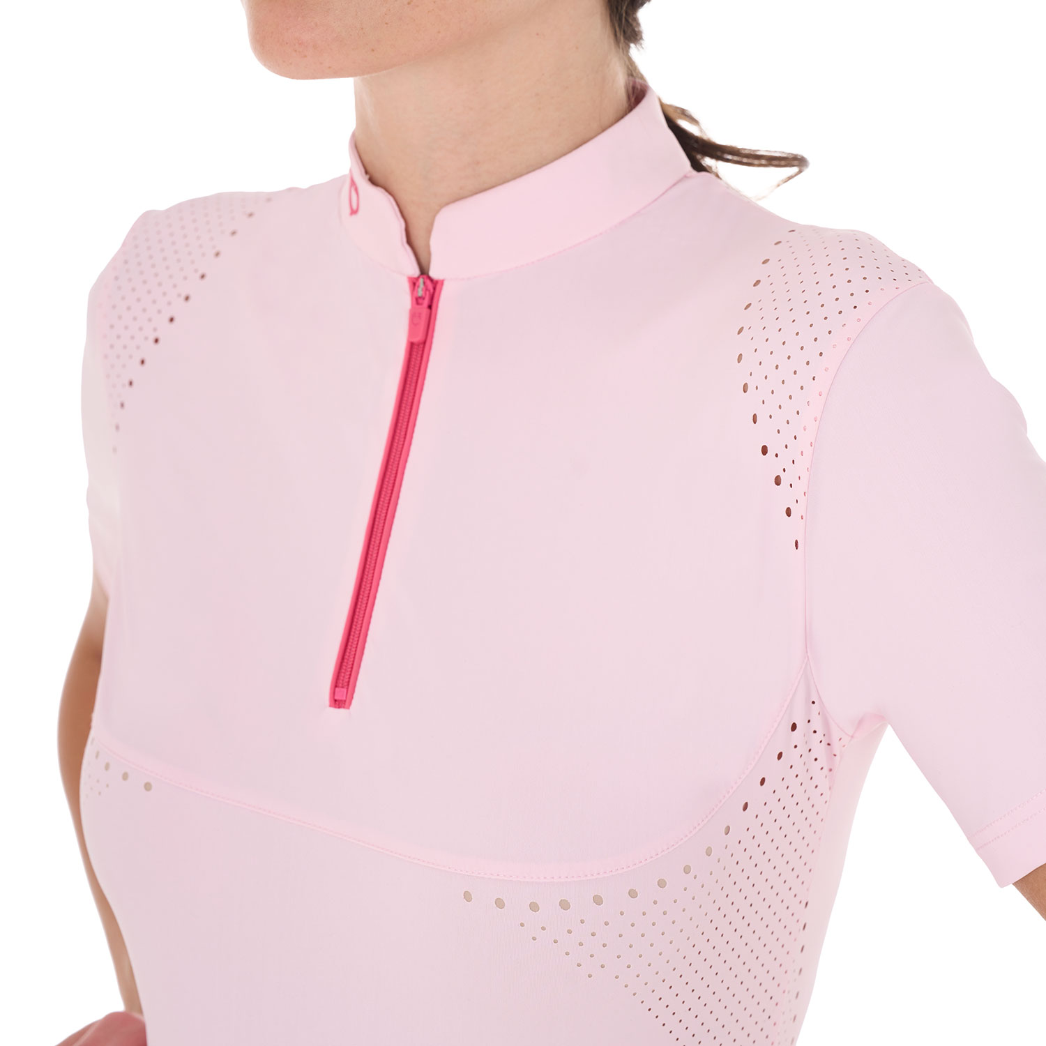 Polo training da donna slim fit con inserti traforati e dettagli a contrasto - foto 2