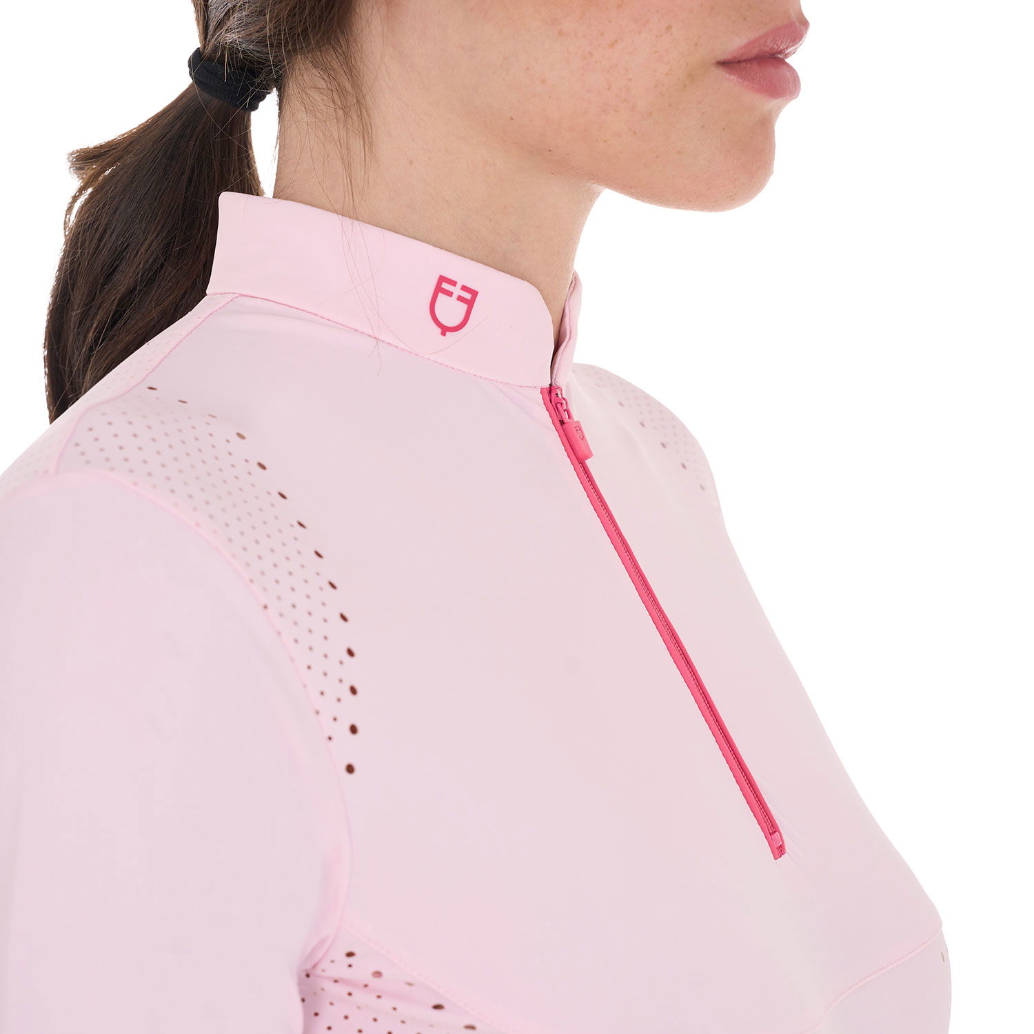 Polo training da donna slim fit con inserti traforati e dettagli a contrasto - foto 3