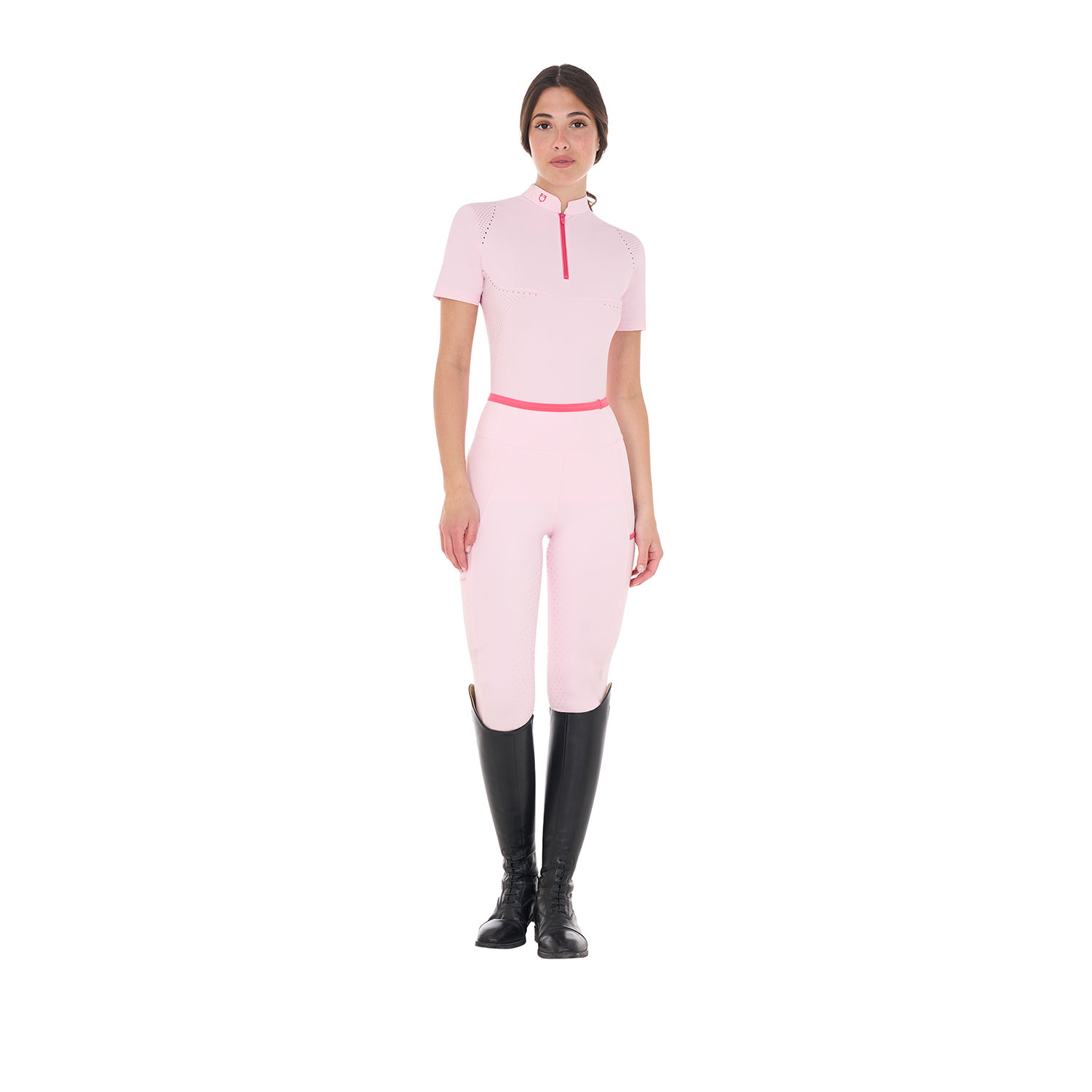 Polo training da donna slim fit con inserti traforati e dettagli a contrasto - foto 5