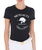 T-shirt da donna slim fit in cotone a manica corta con stampa Monaco e strass